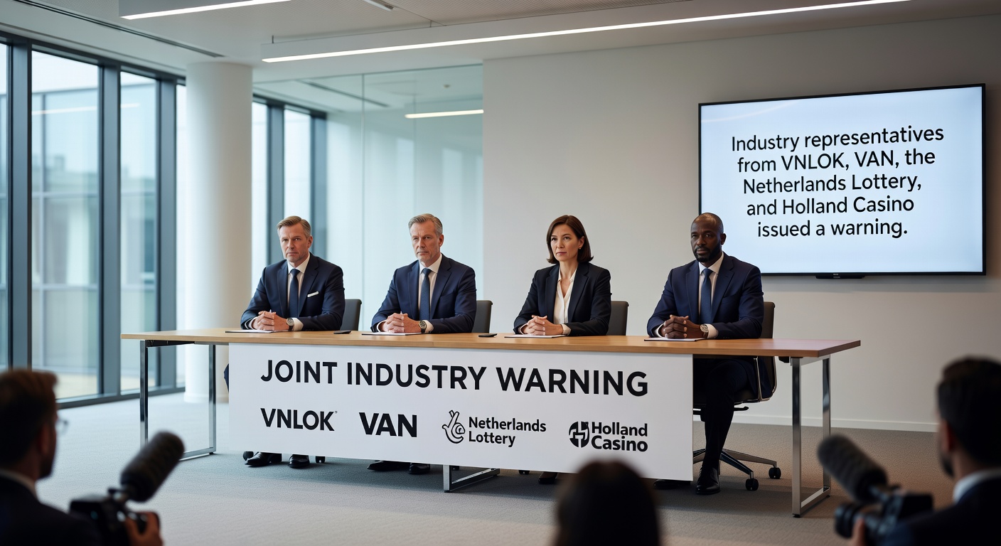 Casino-interieur met gesloten deuren en waarschuwingsbord, symboliserend de sluitingen door belastingdruk in de Nederlandse goksector