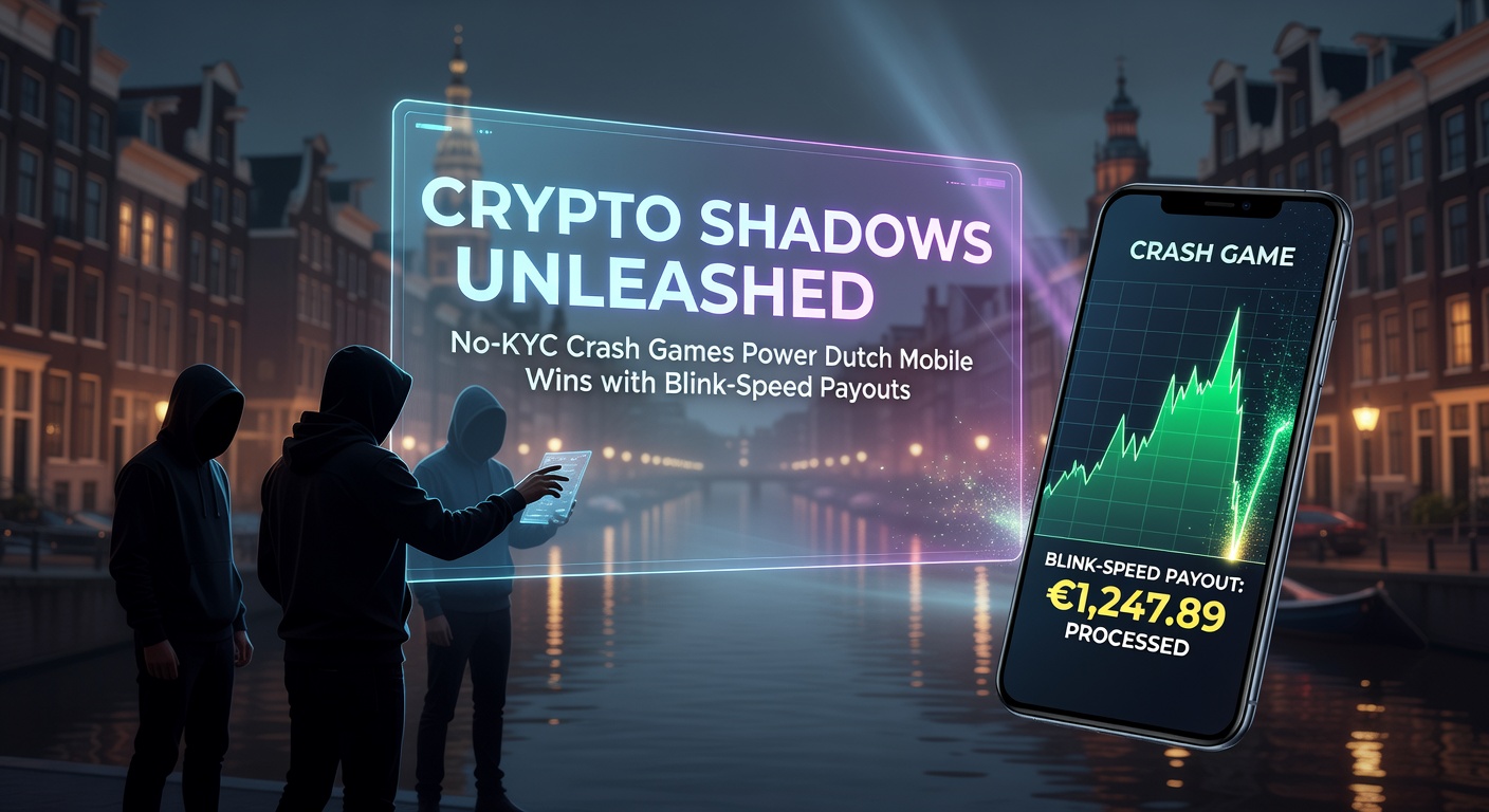 Dynamische weergave van een crypto crash game op een mobiel scherm met grafiek die omhoog schiet en snelle uitbetalingspijlen