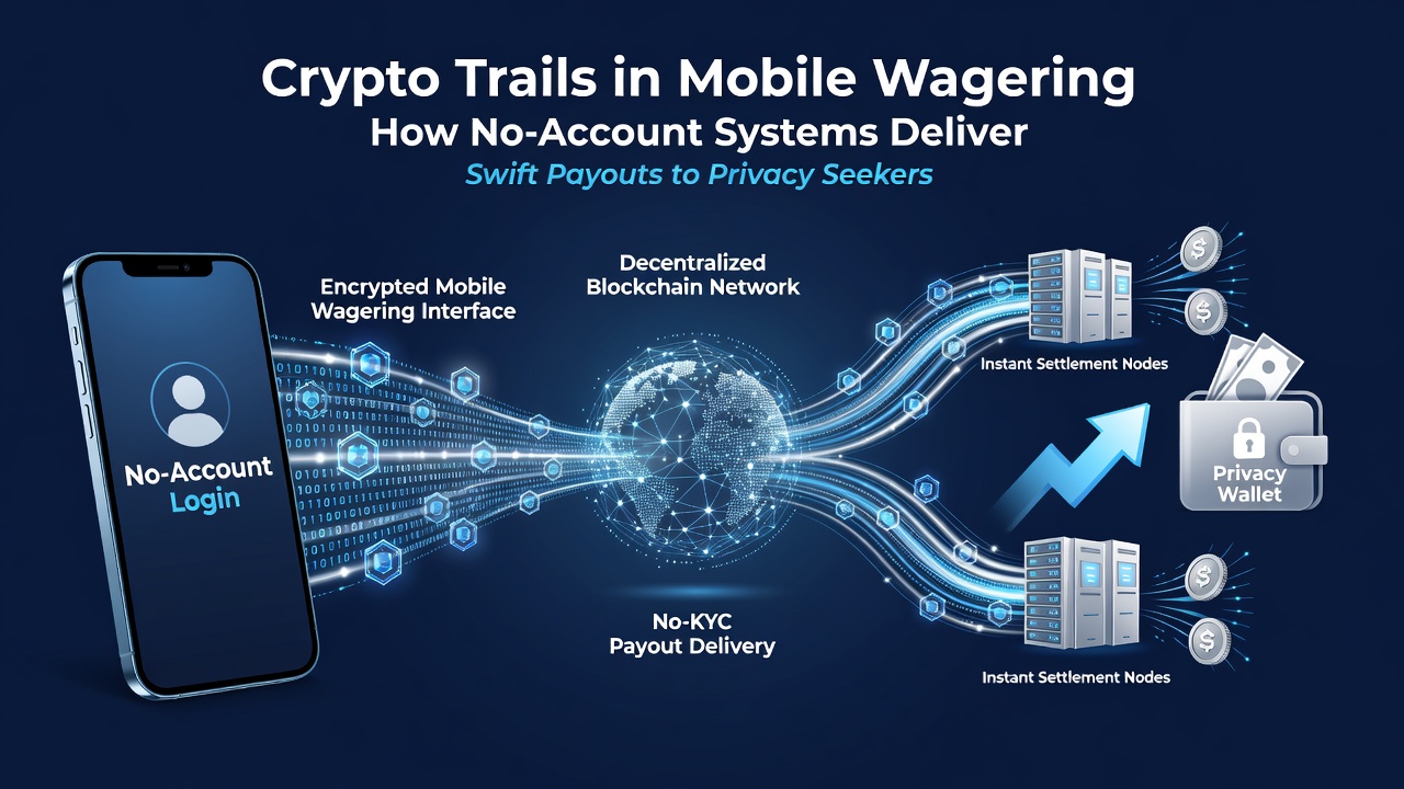Mobiele speler die crypto uitbetaling ontvangt via no-account systeem