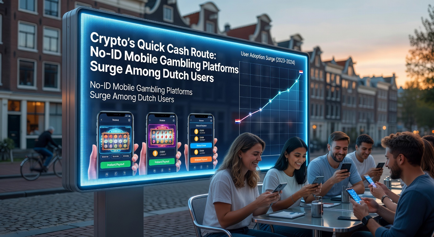 Grafiek met stijgende lijn van crypto-transacties in Nederlandse mobiele gokken, april 2026 data met smartphones en munten