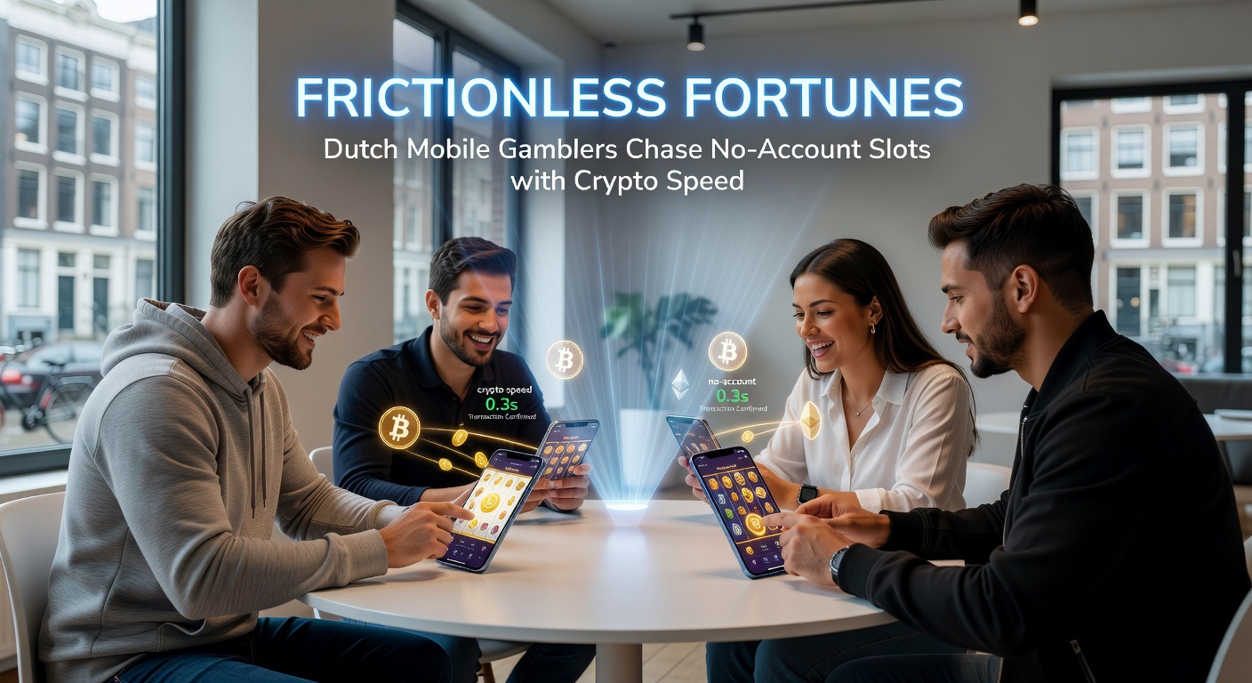 Nederlandse mobiele gokker speelt slots op smartphone met crypto-symbolen op scherm, symboliserend snelheid en anonimiteit