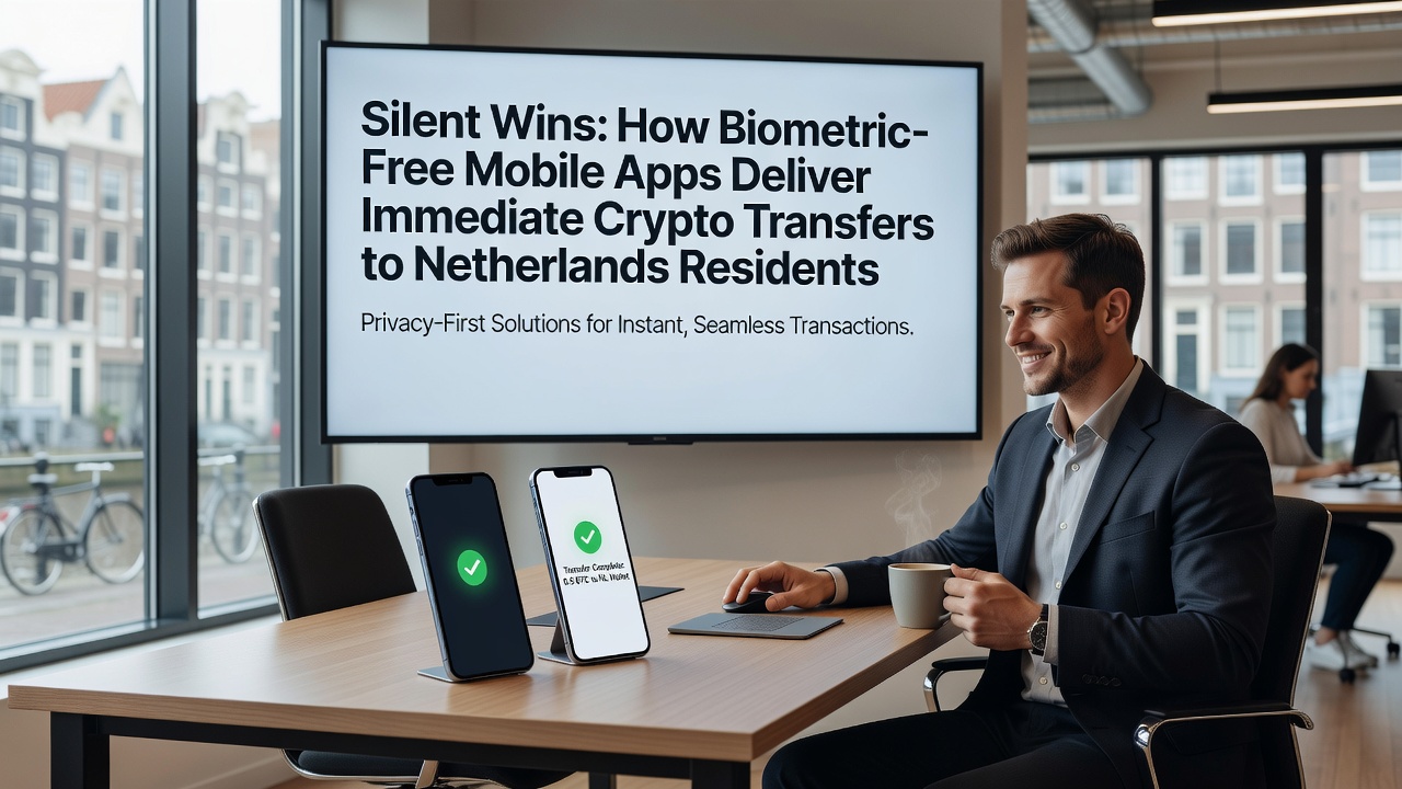 Crypto-overdracht via mobiele app zonder biometrische verificatie