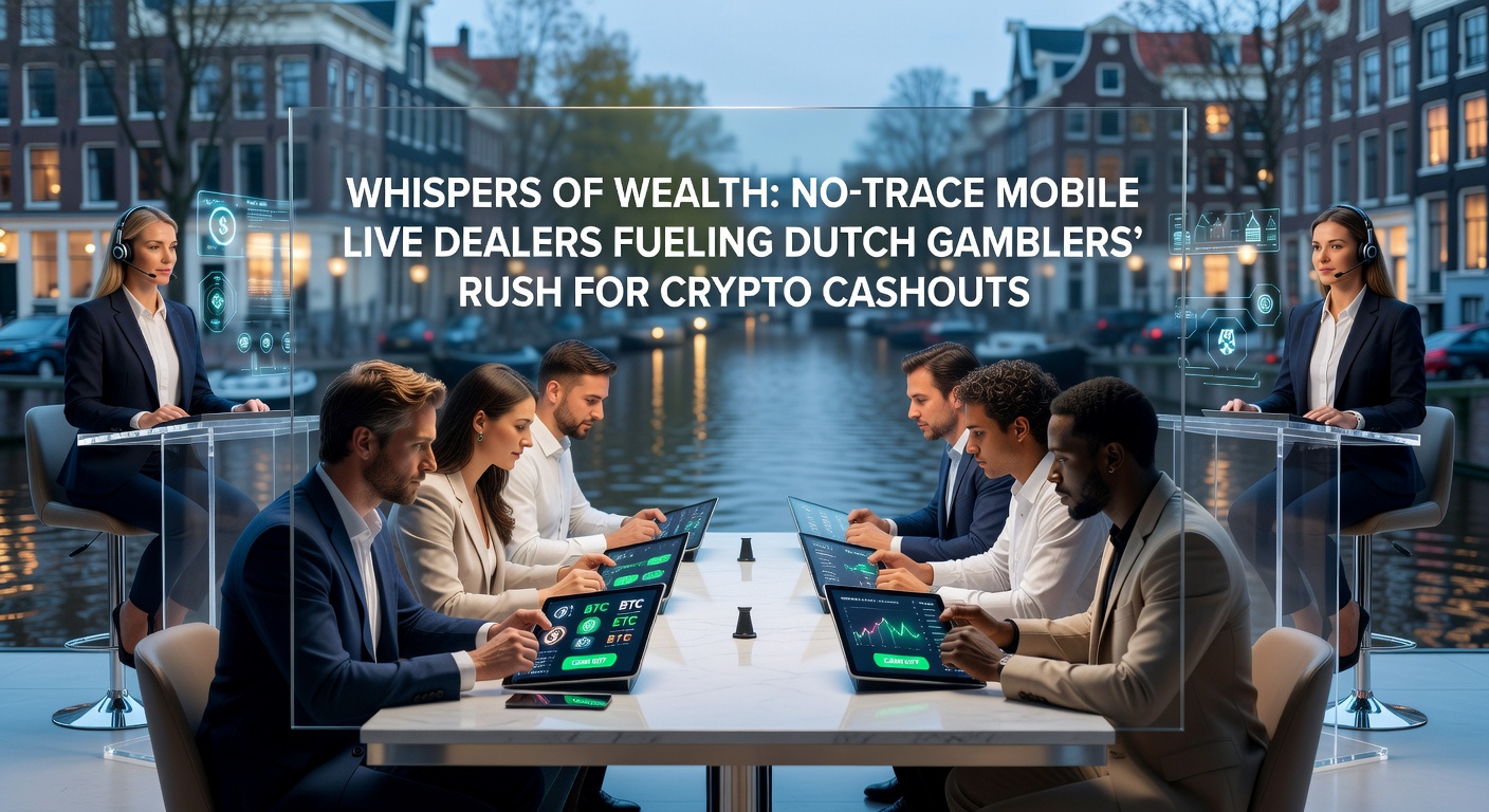 Mobiele scherm met live dealer blackjacktafel en crypto wallet icoon, symboliserend anonieme gokactie